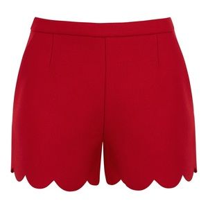 Red Scalloped Shorts